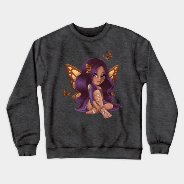 Bejeweled Butterfly Fairy Caramel Crewneck Sweatshirt by thewickedmrshicks